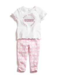 GUESS Tee Shirt & Pants Set with Hat, WHITE (6/9M) GUESS Tee Shirt & Pants Set with Hat, WHITE (6/9M)