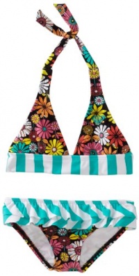 Roxy Kids Girls 2-6X 70S Halter Ruffle Beach Bloom Print Set, New Black, 2T Roxy Kids Girls 2-6X 70S Halter Ruffle Beach Bloom Print Set, New Black, 2T