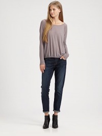 Light cotton jersey styled in a shoulder-baring boatneck pullover finished with a shapely blouson bodice.BoatneckDropped shouldersGathered hem60% cotton/40% polyesterMachine washMade in USA of Italian fabricModel shown is 5'9½ (176cm) wearing US size Small. Light cotton jersey styled in a shoulder-baring boatneck pullover finished with a shapely blouson bodice.BoatneckDropped shouldersGathered hem60% cotton/40% polyesterMachine washMade in USA of Italian fabricModel shown is 5'9½ (176cm) wearing US size Small.