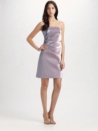 A truly modern marvel with ruched side detail.Strapless Back zip Princess seams Fully lined About 23 from natural waist 49% cotton/40% acetate/11% polyester metal; dry clean Imported A truly modern marvel with ruched side detail.Strapless Back zip Princess seams Fully lined About 23 from natural waist 49% cotton/40% acetate/11% polyester metal; dry clean Imported