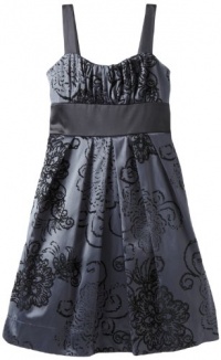 Ruby Rox Kids Girls 7-16 Flocked Party Dress, Charcoal/Black, 14