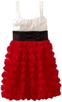 Ruby Rox Kids Girls 7-16 Rosette Skirt Colorblock Dress, Ivory/Black/Red, 8 Ruby Rox Kids Girls 7-16 Rosette Skirt Colorblock Dress, Ivory/Black/Red, 8
