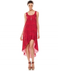 Inspired by the bold style of Brasil, this brightly printed BCBGeneration dress features an extreme asymmetrical hi-lo hem to up the edge! Perfect for a summer day-to-night look! Inspired by the bold style of Brasil, this brightly printed BCBGeneration dress features an extreme asymmetrical hi-lo hem to up the edge! Perfect for a summer day-to-night look!