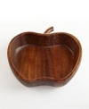 Add a bit of natural intrigue to your table with this wooden apple bowl from The Cellar. Crafted of pure Acacia wood, its rich tone and smooth texture are sure to enhance the look of your tablescape.