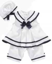 Anchors away! She'll be ready to take to the high seas in this adorable sailor set from Rare Editions. Anchors away! She'll be ready to take to the high seas in this adorable sailor set from Rare Editions.