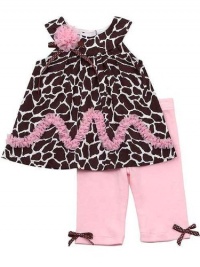 Rare Editions Baby-Girls Infant Brown Pink Giraffe Print Woven Top Knit Capri set, 12 Months Rare Editions Baby-Girls Infant Brown Pink Giraffe Print Woven Top Knit Capri set, 12 Months
