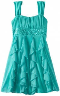 Ruby Rox Kids Girls 7-16 Corkscrew Sheer Matte Jersey Dress, Aqua, Medium Ruby Rox Kids Girls 7-16 Corkscrew Sheer Matte Jersey Dress, Aqua, Medium