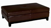 Full Leather Cocktail Storage Ottoman, Espresso Brown Full Leather Cocktail Storage Ottoman, Espresso Brown