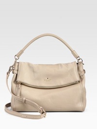 A classic style in lush pebbled leather with striped cotton lining, goldtone hardware and buckle details.Top handle, 11½ dropTop zip closureTwo open and one zip inner compartmentsCotton lining13½W X 11H X 4½DImported A classic style in lush pebbled leather with striped cotton lining, goldtone hardware and buckle details.Top handle, 11½ dropTop zip closureTwo open and one zip inner compartmentsCotton lining13½W X 11H X 4½DImported