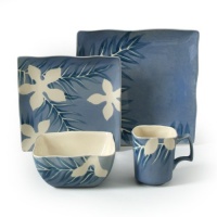 Gibson Spring Grove 16-Piece Square Reactive Glaze Stoneware Dinnerware Set, Blue Gibson Spring Grove 16-Piece Square Reactive Glaze Stoneware Dinnerware Set, Blue