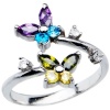 925 Sterling Silver Cubic Zirconia BUTTERFLY Adjustable Toe Ring