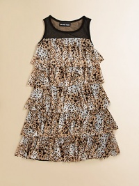 Tiers of printed ruffles and a scoopneck give this A-line silhouette ultra-feminine appeal.ScoopneckSleevelessPullover styleTiered ruffled skirtFully lined92% cotton/8% spandexHand washMade in the USA of imported fabric Please note: Number of buttons may vary depending on size ordered. Tiers of printed ruffles and a scoopneck give this A-line silhouette ultra-feminine appeal.ScoopneckSleevelessPullover styleTiered ruffled skirtFully lined92% cotton/8% spandexHand washMade in the USA of imported fabric Please note: Number of buttons may vary depending on size ordered.