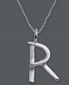 The perfect personalized gift. A polished sterling silver pendant features the letter R with a chic asymmetrical shape. Comes with a matching chain. Approximate length: 18 inches. Approximate drop: 3/4 inch.