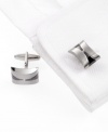 Polish up your go-to dress shirt with the sleek look of these curved brushed nickel cufflinks from Kenneth Cole Reaction.