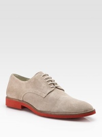EXCLUSIVELY OURS. Classic buck suede style with topstitching and contrast rubber sole.Plain toe Leather lining Padded insole Rubber sole Imported