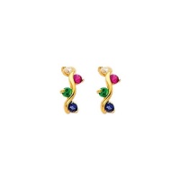 14K Yellow Gold Multi-Color CZ Grapevine Stud Earrings with Screw-back for Baby & Children 14K Yellow Gold Multi-Color CZ Grapevine Stud Earrings with Screw-back for Baby & Children