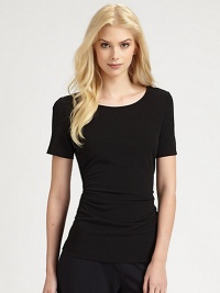 EXCLUSIVELY AT SAKS. Elegant ruching adds a touch of polished minimalism on this soft-stretch silhouette. JewelneckShort sleevesSide ruching95% polyester/5% spandexHand washImported EXCLUSIVELY AT SAKS. Elegant ruching adds a touch of polished minimalism on this soft-stretch silhouette. JewelneckShort sleevesSide ruching95% polyester/5% spandexHand washImported