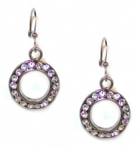 Just Give Me Jewels Silvertone Open Circle Dangle Earrings with Clear Swarovski Crystals Just Give Me Jewels Silvertone Open Circle Dangle Earrings with Clear Swarovski Crystals