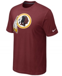 Go big! Display your love for the Washington Redskins loud and proud in this oversized-logo t-shirt from Nike. Go big! Display your love for the Washington Redskins loud and proud in this oversized-logo t-shirt from Nike.