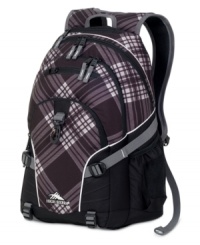 Take the day in stride! This spacious backpack fits in the everyday essentials and then some. A special MP3 pocket is music to your ears with an easy-access headphone port, plus a convenient monster hook and bottom straps make it easy to add on gear throughout the day. Two side mesh beverage pocket, a hanging accessory pocket and a premium organizer pay close attention to the details of life. Take the day in stride! This spacious backpack fits in the everyday essentials and then some. A special MP3 pocket is music to your ears with an easy-access headphone port, plus a convenient monster hook and bottom straps make it easy to add on gear throughout the day. Two side mesh beverage pocket, a hanging accessory pocket and a premium organizer pay close attention to the details of life.