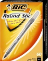 BIC Round Stic Ball Pen, Medium Point, 1.0 mm, Black, 60 Pens (GSM609-Blk)