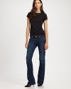 Delectable, dark-wash denim with figure-enhancing bootcut construction. THE FITMedium rise, about 8Inseam, about 31THE DETAILSZip flyFive-pocket style55% cotton/43% Lyocell/2% polyurethaneMachine washMade in USA of imported fabricModel shown is 5'11 (178cm) wearing US size 4.