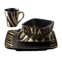 American Atelier Safari 16-Piece White Zebra Dinnerware Set American Atelier Safari 16-Piece White Zebra Dinnerware Set