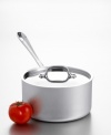 Perfect for smaller sauces, vegetables and reductions, this 1.5 quart saucepan is a handy lynchpin in any kitchen. 3-ply bonded construction with a handsome brushed aluminum exterior, pure aluminum core and an easy to clean stainless steel cooking service. Brushed stainless steel handle stays cool to the touch and secured with non-corrosive rivets. Polished stainless steel lid keeps in flavor. Hand washing recommended. Manufacturer's limited lifetime warranty.