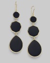 From the Rock Candy Collection. Black onyx in a round, octagonal and teardrop design with 18K yellow gold trim.Onyx 18K yellow gold Length, about 2¾ Width, about ¾ Ear wires Imported 