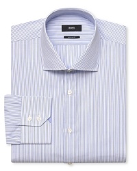The small alternating stripe pattern of this quality cotton dress shirt pairs well with an assortment of ties, giving your workday wardrobe plenty of versatility. The small alternating stripe pattern of this quality cotton dress shirt pairs well with an assortment of ties, giving your workday wardrobe plenty of versatility.