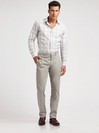 Subtle plaid design offers a cool, casual feel to a classic sportshirt.ButtonfrontChest pocketsCottonDry cleanImported Subtle plaid design offers a cool, casual feel to a classic sportshirt.ButtonfrontChest pocketsCottonDry cleanImported