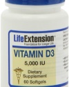 Life Extension Vitamin D3, 5000 IU, 60-Count