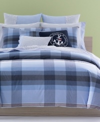 Set sail with Tommy! The Heritage comforter set makes over your bed in preppy, Tommy Hilfiger style with its yarn-dyed handkerchief plaid finished with red accents. Features pure cotton. (Clearance) Set sail with Tommy! The Heritage comforter set makes over your bed in preppy, Tommy Hilfiger style with its yarn-dyed handkerchief plaid finished with red accents. Features pure cotton. (Clearance)