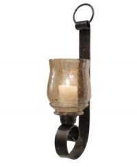 Rustic chic. The romantic glow from the textured amber glass shade wonderfully contrasts with the rough-hewn iron arm, giving the Joselyn candle wall sconces a turn-of-the-century feel that feels right at home in an ultra modern space just as well in a traditional home. Rustic chic. The romantic glow from the textured amber glass shade wonderfully contrasts with the rough-hewn iron arm, giving the Joselyn candle wall sconces a turn-of-the-century feel that feels right at home in an ultra modern space just as well in a traditional home.