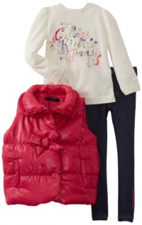 Calvin Klein Girls 2-6X Toddler Puffy Jacket With Jean And Tee, Pink, 4T Calvin Klein Girls 2-6X Toddler Puffy Jacket With Jean And Tee, Pink, 4T