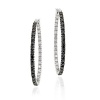 Sterling Silver Black Diamond Accent 33mm Oval Hoop Earrings