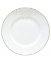 Refine your formal table with classic cream and white dinner plates. Trimmed in platinum and accented with a raised dot and scroll pattern, this china dinnerware from Lenox brings contemporary grace to special occasions. A pearlized finish adds subtle shimmer.