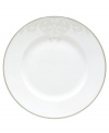 Refine your formal table with classic cream and white dinner plates. Trimmed in platinum and accented with a raised dot and scroll pattern, this china dinnerware from Lenox brings contemporary grace to special occasions. A pearlized finish adds subtle shimmer.