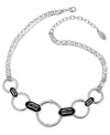 Stay well-connected. This link necklace from T Tahari is crafted from silver-tone mixed metal with black enamel connectors and crystal accents for an added touch of luster. Base metal is nickel-free for sensitive skin. Approximate length: 17 inches + 3-inch extender.