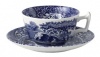 Spode Blue Italian Earthenware Teacup and Saucer