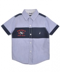 Nautica Open Seas Stripe S/S Button-Down Shirt (Sizes 4 - 7X) - navy, 4 Nautica Open Seas Stripe S/S Button-Down Shirt (Sizes 4 - 7X) - navy, 4