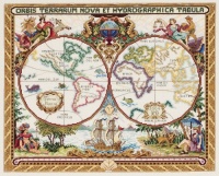 Janlynn Cross Stitch Kit, 15-Inch by 18-Inch, Olde World Map Janlynn Cross Stitch Kit, 15-Inch by 18-Inch, Olde World Map