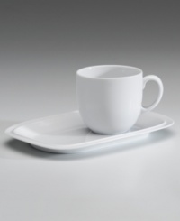 This versatile saucer lets you have your coffee and small snack on the same plate. This white dinnerware and dishes set was crafted with the fresh, simple elegance of the Denby White Squares collection. Measures 9 x 6.5. This versatile saucer lets you have your coffee and small snack on the same plate. This white dinnerware and dishes set was crafted with the fresh, simple elegance of the Denby White Squares collection. Measures 9 x 6.5.
