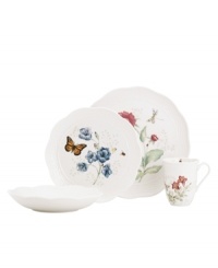 A taste of country living from Lenox. Made of elegant white porcelain, the Butterfly Meadow Basket place settings combine scalloped edges, textured detail and whimsical springtime motifs for unparalleled charm. A taste of country living from Lenox. Made of elegant white porcelain, the Butterfly Meadow Basket place settings combine scalloped edges, textured detail and whimsical springtime motifs for unparalleled charm.