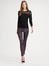 A colorful, painterly print decorates this slim-fitting, crisply tailored style.Self waistband with belt loopsZip fly with hook-and-bar closureSide slash pocketsBack welt pocketsInseam, about 3350% viscose/47% cotton/3% elastaneDry cleanImportedModel shown is 5'9½ (176cm) wearing US size 4. A colorful, painterly print decorates this slim-fitting, crisply tailored style.Self waistband with belt loopsZip fly with hook-and-bar closureSide slash pocketsBack welt pocketsInseam, about 3350% viscose/47% cotton/3% elastaneDry cleanImportedModel shown is 5'9½ (176cm) wearing US size 4.