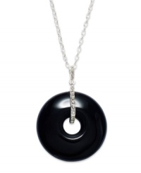 Lauren by Ralph Lauren shows how well-rounded it is with this pendant. Crafted from silver-tone mixed metal, the necklace suspends a stylish semi-precious jet pendant. Item comes packaged in a signature Lauren Ralph Lauren Gift Box. Approximate length: 18 inches + 2-inch extender. Approximate drop: 2 inches. Lauren by Ralph Lauren shows how well-rounded it is with this pendant. Crafted from silver-tone mixed metal, the necklace suspends a stylish semi-precious jet pendant. Item comes packaged in a signature Lauren Ralph Lauren Gift Box. Approximate length: 18 inches + 2-inch extender. Approximate drop: 2 inches.