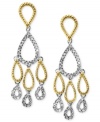 Style drips down these elegant two tone 14k gold rain drop earrings sparkling with round-cut diamonds (1/3 ct. t.w.). Approximate drop: 2 inches.