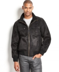 Help your urban style instantly take flight with this handsome faux-shearling lined aviator coat from Sean John. Help your urban style instantly take flight with this handsome faux-shearling lined aviator coat from Sean John.