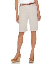 JM Collection hits it on the mark with these petite shorts--they're equal parts stylish and comfortable, featuring a built-in slimming panel and comfort waistband. JM Collection hits it on the mark with these petite shorts--they're equal parts stylish and comfortable, featuring a built-in slimming panel and comfort waistband.