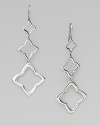 From the Quatrefoil Collection. This modern, sterling silver design features three graduated quatrefoil drops. Sterling silverDrop, about 2½Ear wire backImported 
